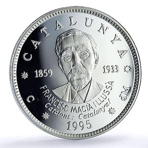 Spain Catalonia 25 ecu Francesc Macia Llussa History proof silver coin 1995
