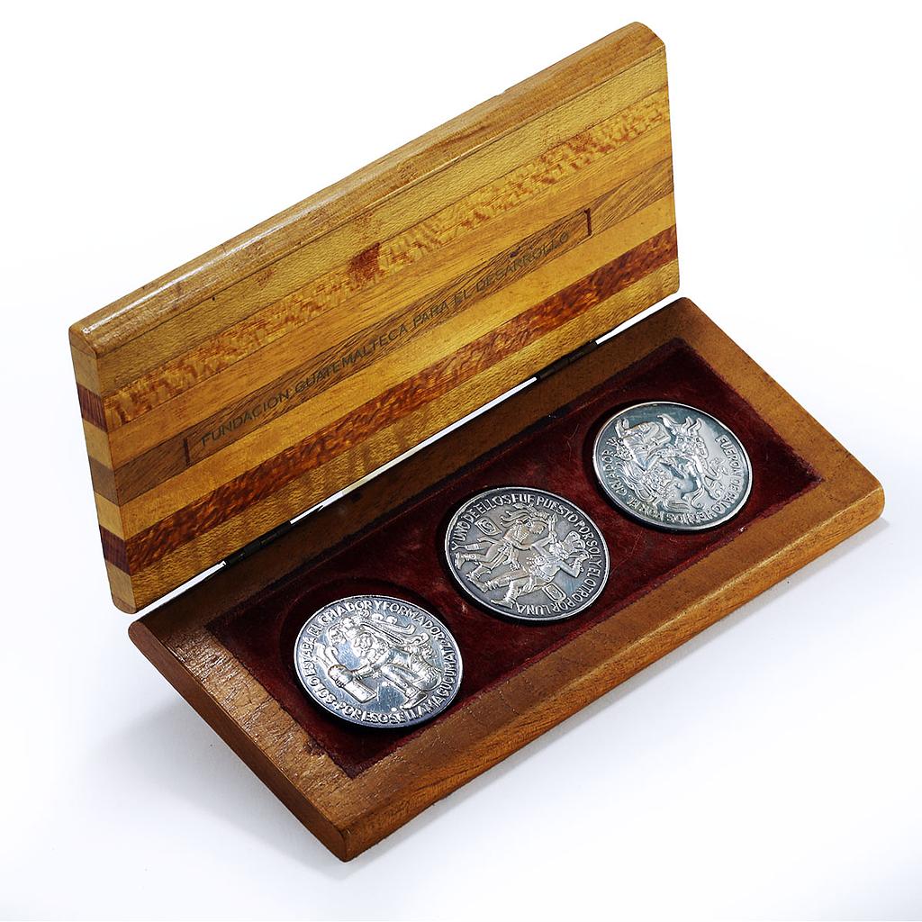 Guatemala Set Maya Indians Crafts Traditions History Art silver medals 1976 1977
