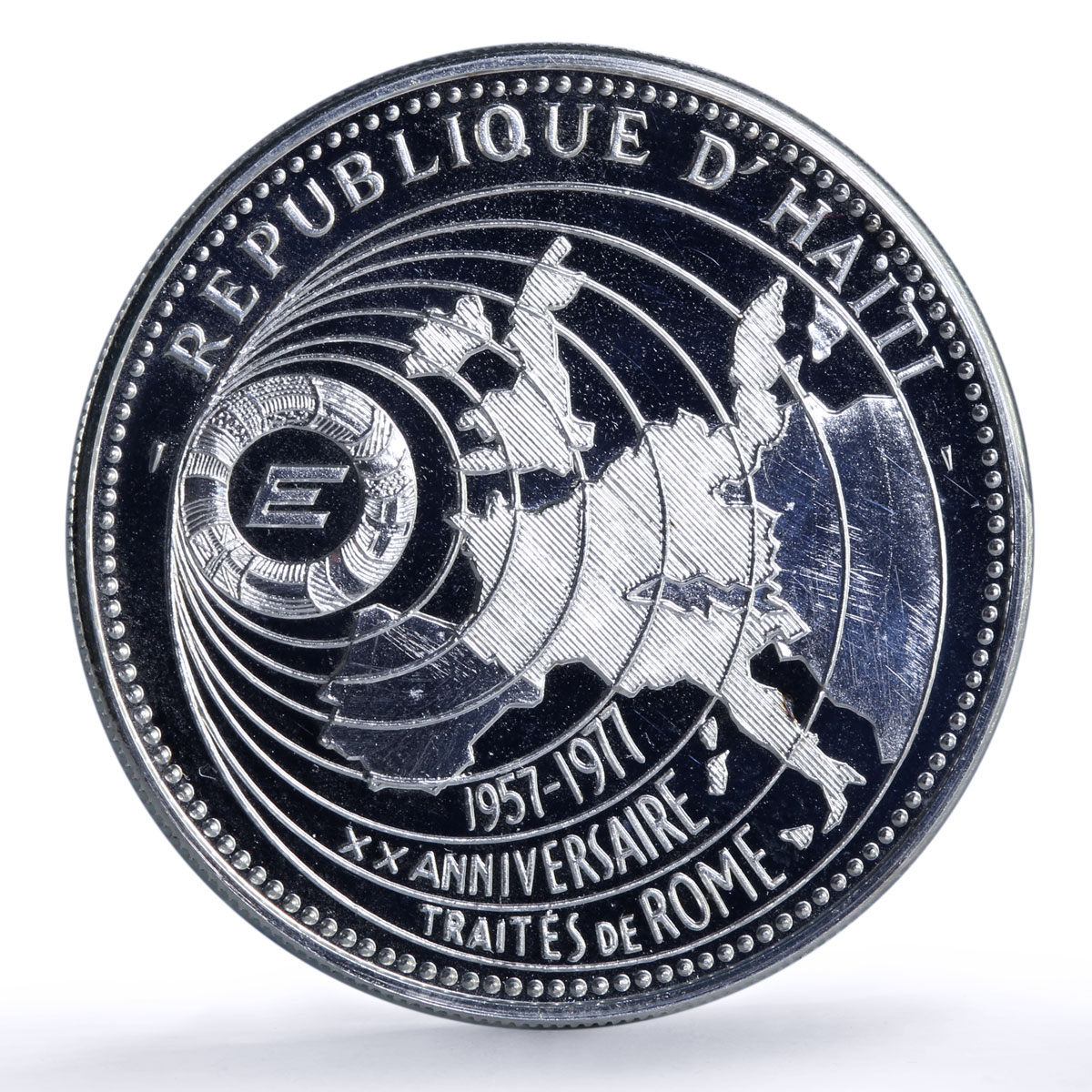 Haiti 50 gourdes European Market Treaties Rome History proof silver coin 1977