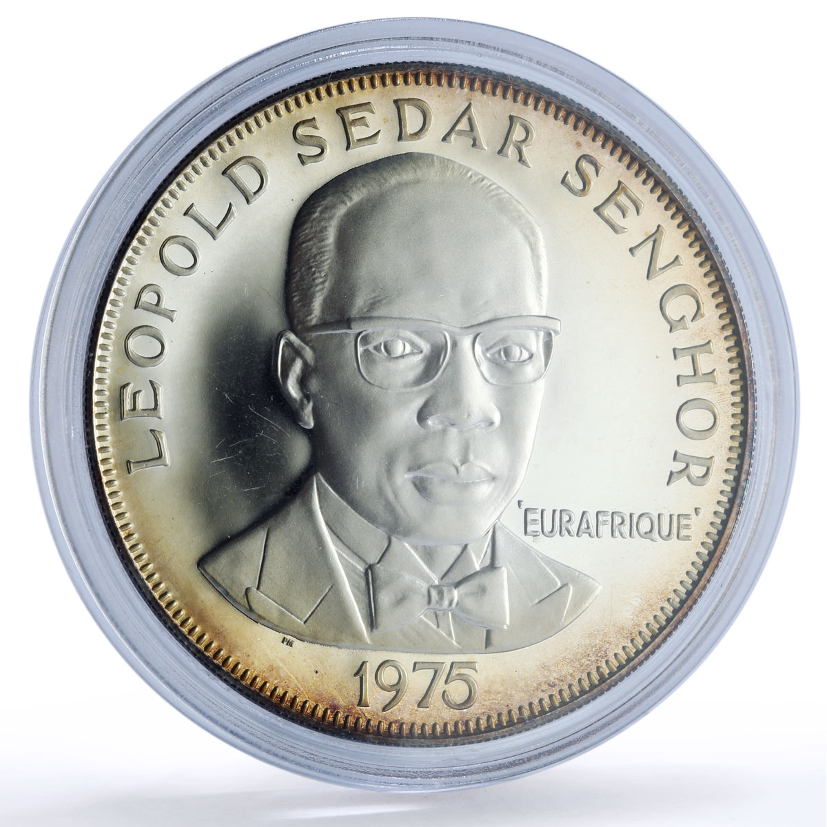 Senegal 150 francs Eurafrique Program Senghor Bird proof silver coin 1975