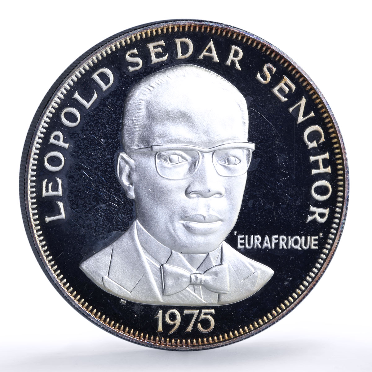 Senegal 150 francs Eurafrique Program Senghor Bird proof silver coin 1975