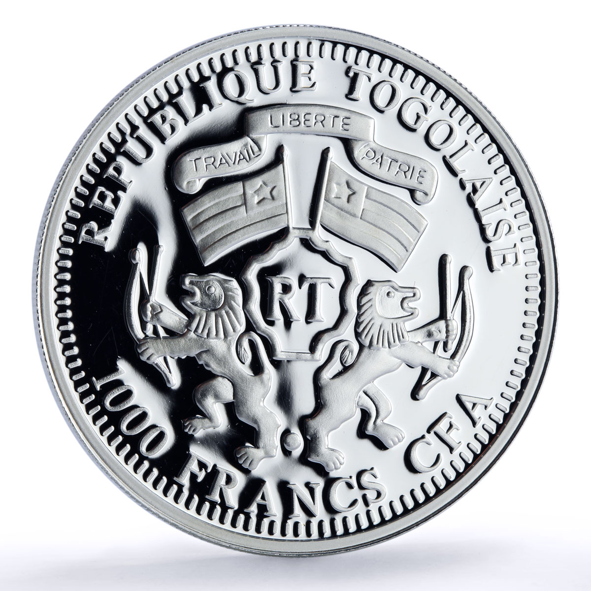 Togo 1000 francs Cat Year Lunar Chinese Calendar Gilt proof silver coin 2011