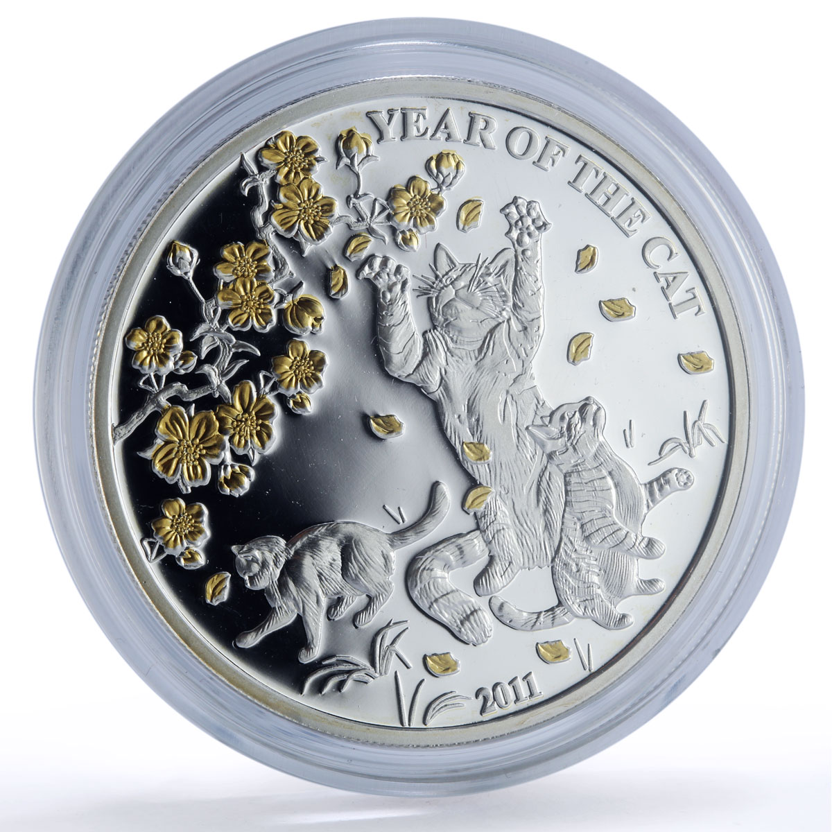 Togo 1000 francs Cat Year Lunar Chinese Calendar Gilt proof silver coin 2011