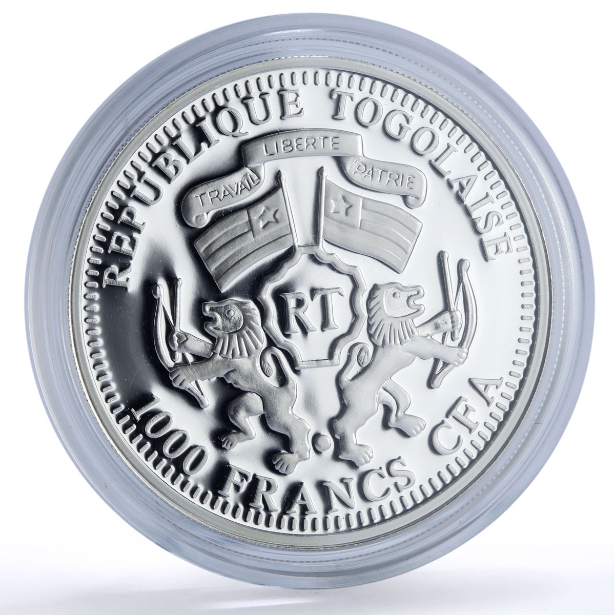 Togo 1000 francs Cat Year Lunar Chinese Calendar Gilt proof silver coin 2011