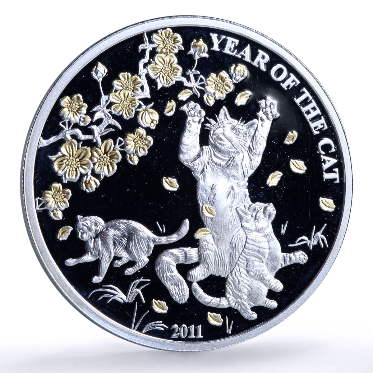 Togo 1000 francs Cat Year Lunar Chinese Calendar Gilt proof silver coin 2011