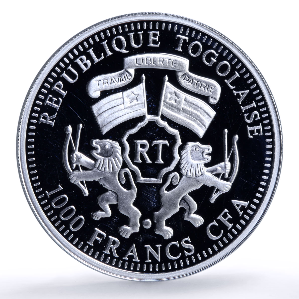 Togo 1000 francs Cat Year Lunar Chinese Calendar Gilt proof silver coin 2011