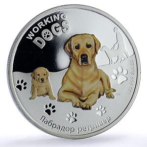 Tuvalu 1 dollar Golden Retriever Working Dogs Color proof silver coin 2011