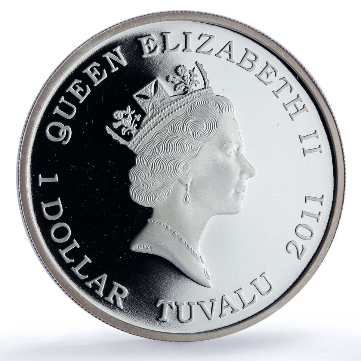 Tuvalu 1 dollar Golden Retreiver Working Dogs Color proof silver coin 2011