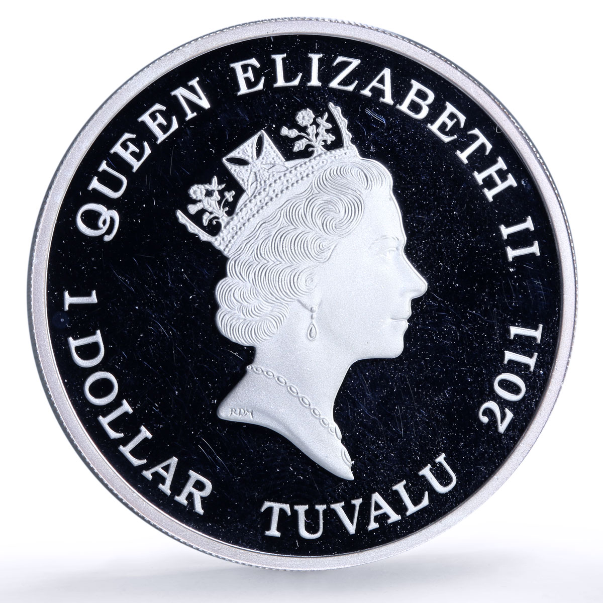 Tuvalu 1 dollar Golden Retreiver Working Dogs Color proof silver coin 2011