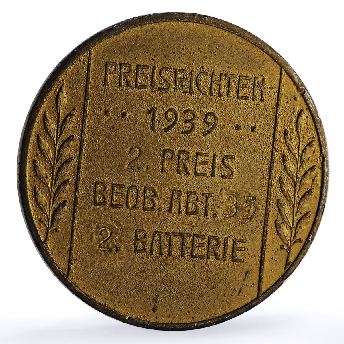 Germany Third Reich Wehrmacht Artillery 55 Battery 2nd Prize bronze medal 1939