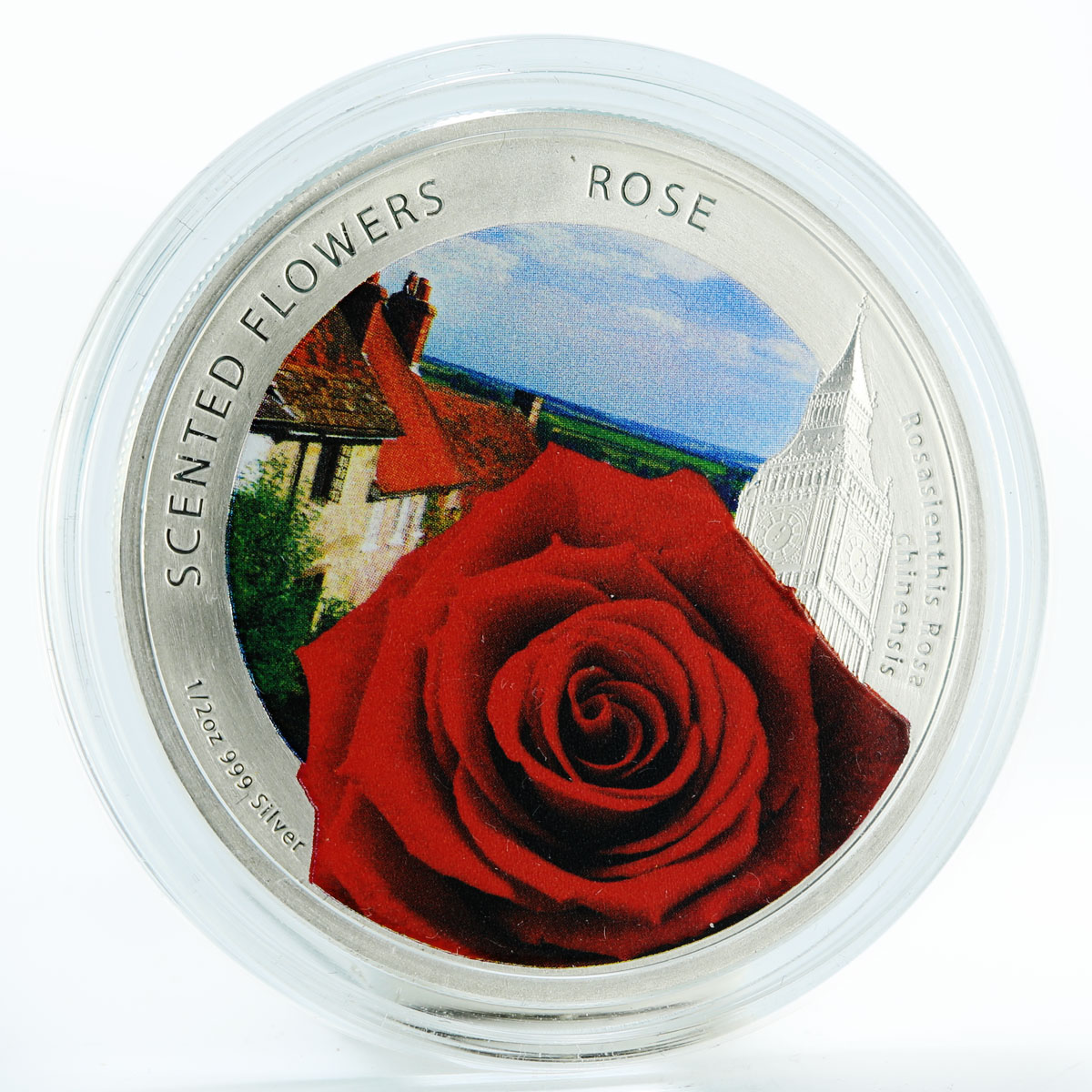 Niue 1 dollar Scented Flowers Rose colored silver coin 2013