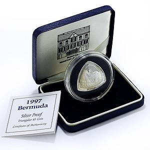 Bermuda 3 dollars Sea Venture Shipwreck Ships proof silver coin 1997