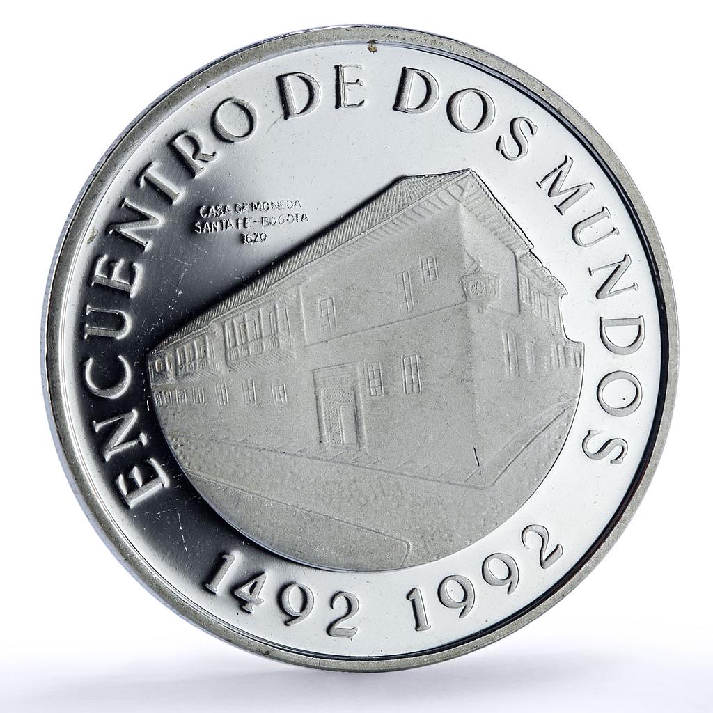 Colombia 10000 pesos Santa Fe Bogota Mint Ibero-American proof silver coin 1991