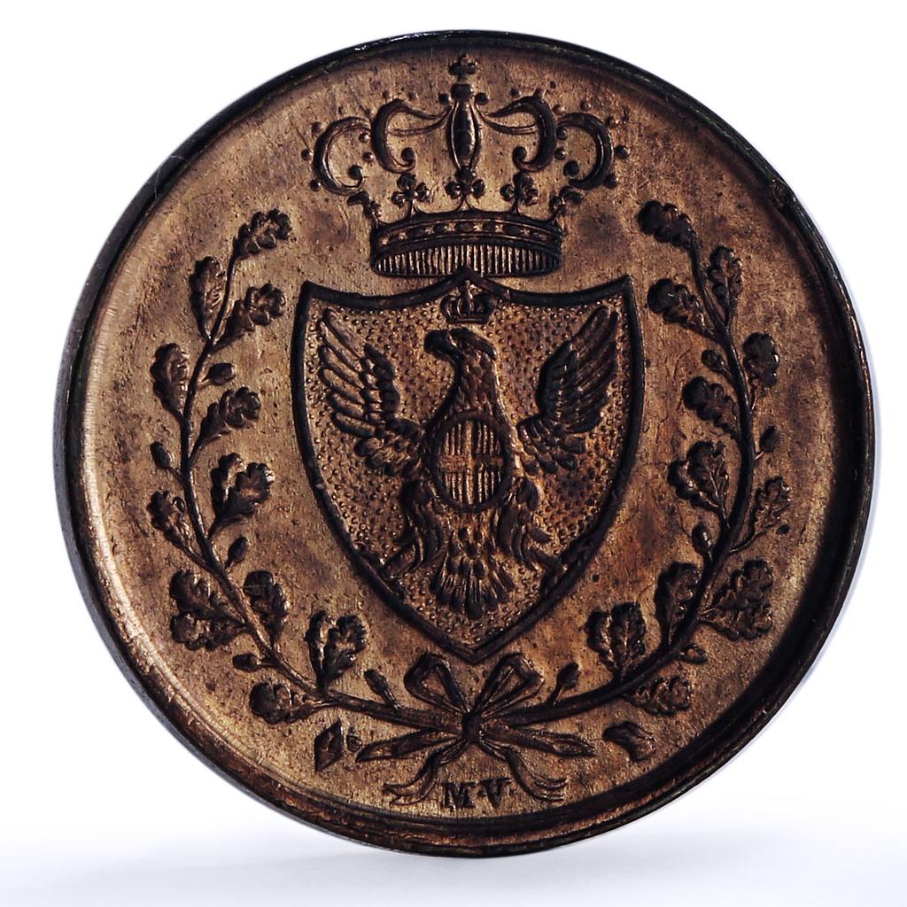 Italy Sardinia 3 centesimi Carlo Felice Car Felix L Mark KM-126 copper coin 1826