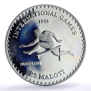 Lesotho 25 maloti Hurdling International Games Rainbow Toned silver coin 1984