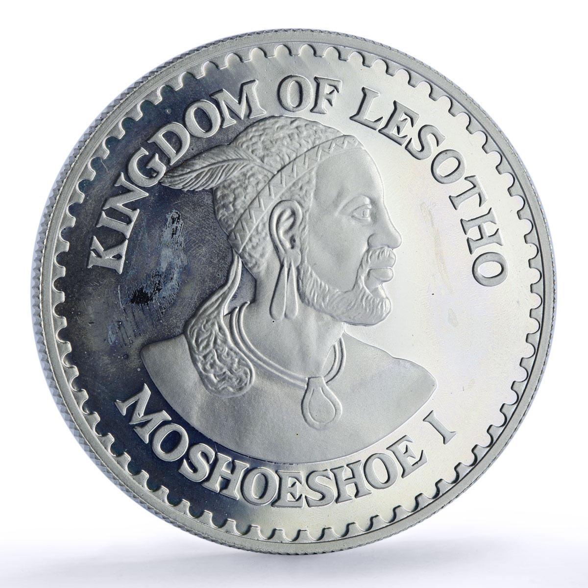 Lesotho 25 maloti Hurdling International Games Rainbow Toned silver coin 1984