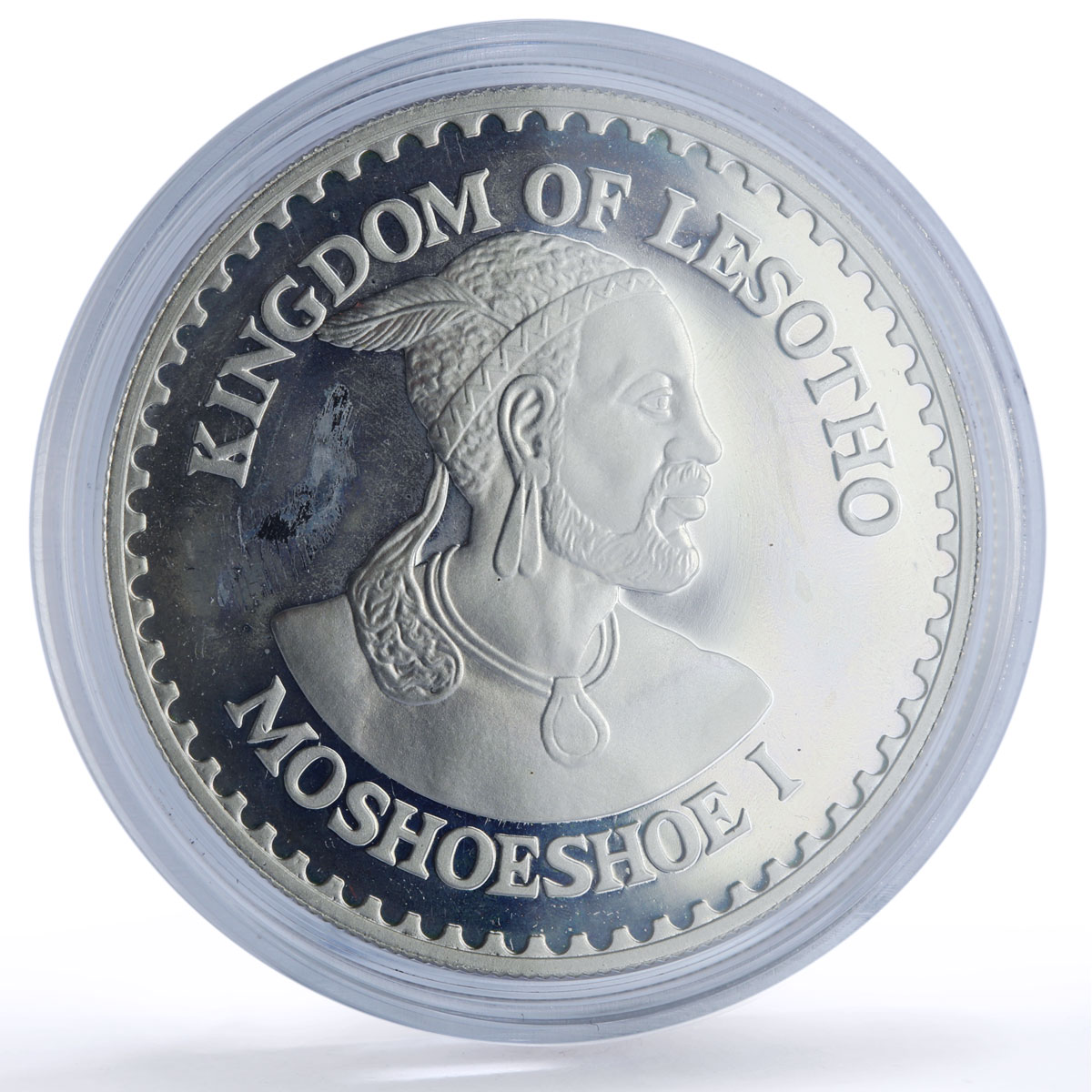 Lesotho 25 maloti Hurdling International Games Rainbow Toned silver coin 1984