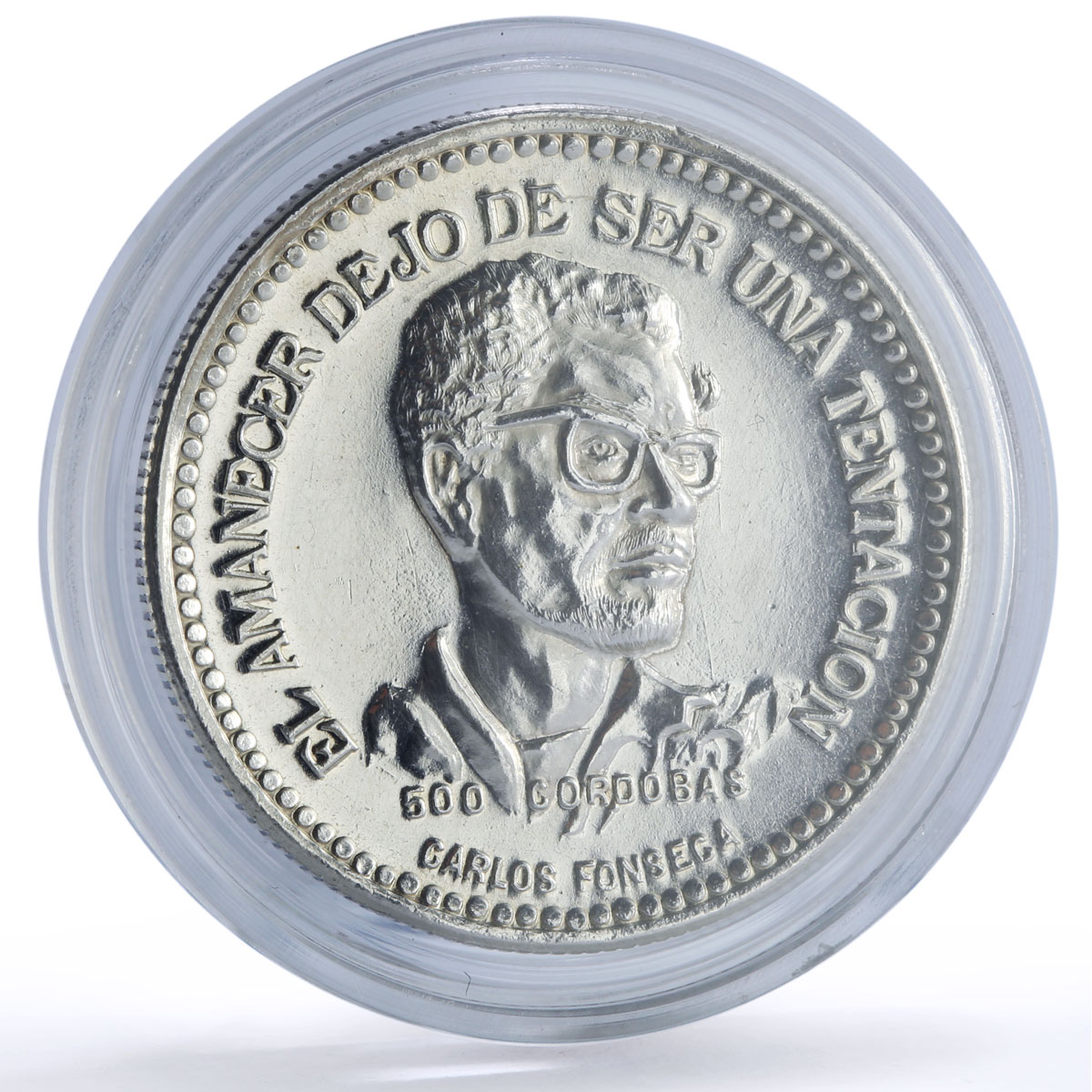 Nicaragua 500 cordobas Fonseca Revolutionary History Politics silver coin 1980