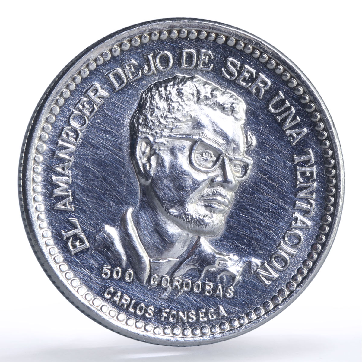 Nicaragua 500 cordobas Fonseca Revolutionary History Politics silver coin 1980