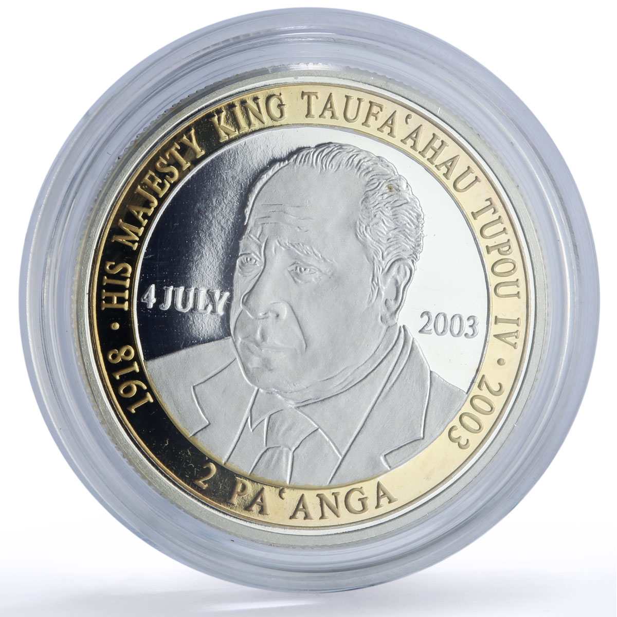 Tonga 2 paanga King Tupou IV 85th Birth Politics Gilt proof silver coin 2003