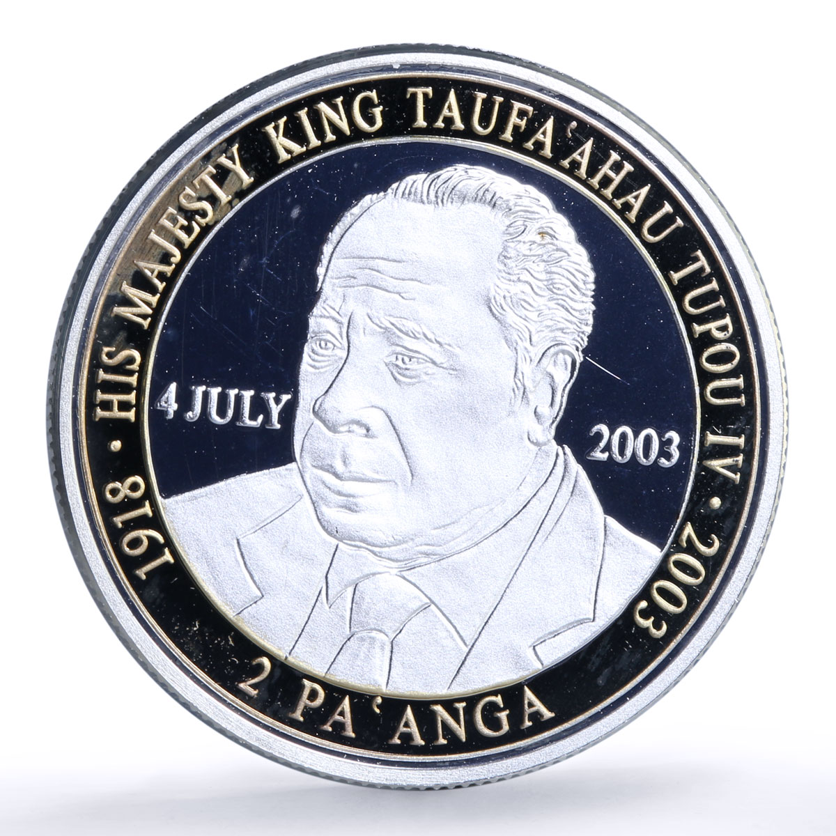 Tonga 2 paanga King Tupou IV 85th Birth Politics Gilt proof silver coin 2003