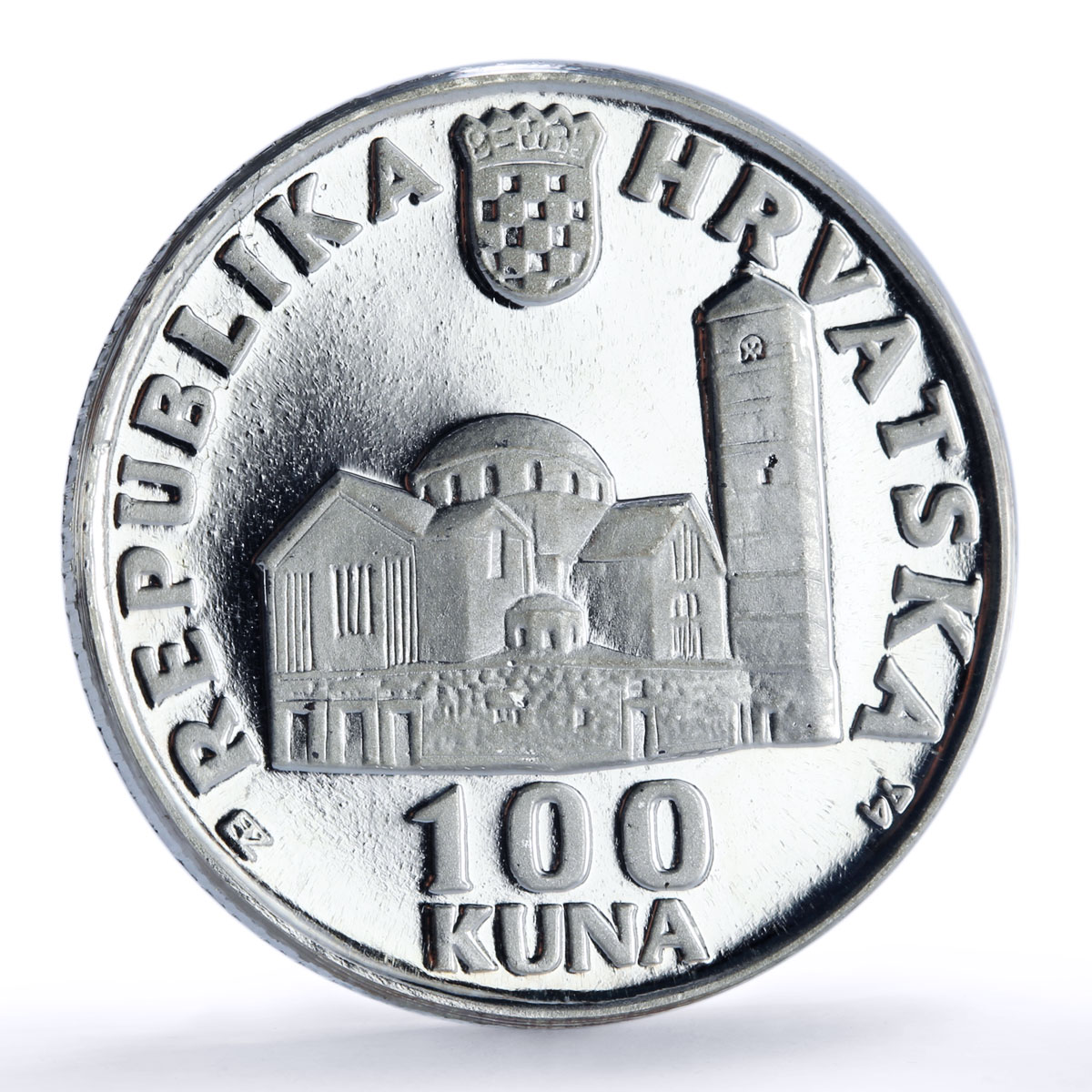 Croatia 100 kuna St. Blaise Church Monastery Zagreb Religion silver coin 1994