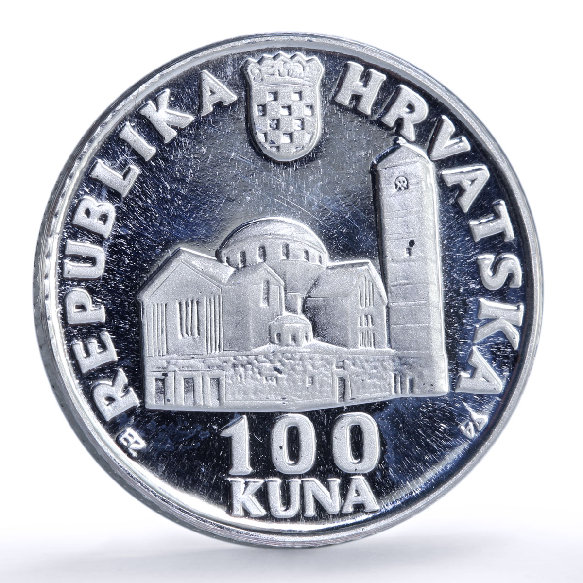 Croatia 100 kuna St. Blaise Church Monastery Zagreb Religion silver coin 1994