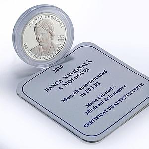 Moldova 50 lei Maria Cebotari Personalities Singer Music proof silver coin 2010