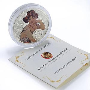Niue 1 dollar Pisces Zodiac Signs Mucha Art Color proof silver coin 2011