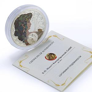 Niue 1 dollar Capricorn Zodiac Signs Mucha Art Color proof silver coin 2010