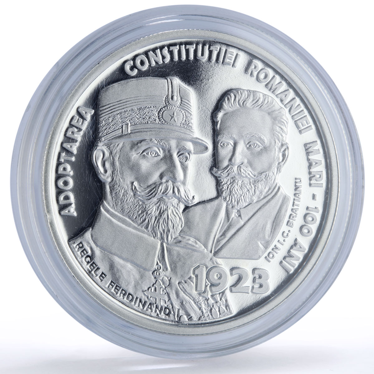 Romania 10 lei Constitution Ferdinand I Bratianu History proof silver coin 2023