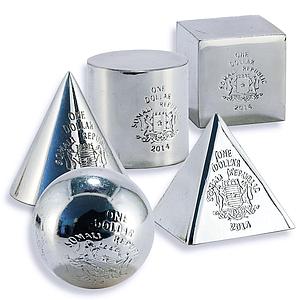 Somalia 1 dollar x 5 Cone Cylinder Cube Sphere Pyramid Figures CuNi coins 2014