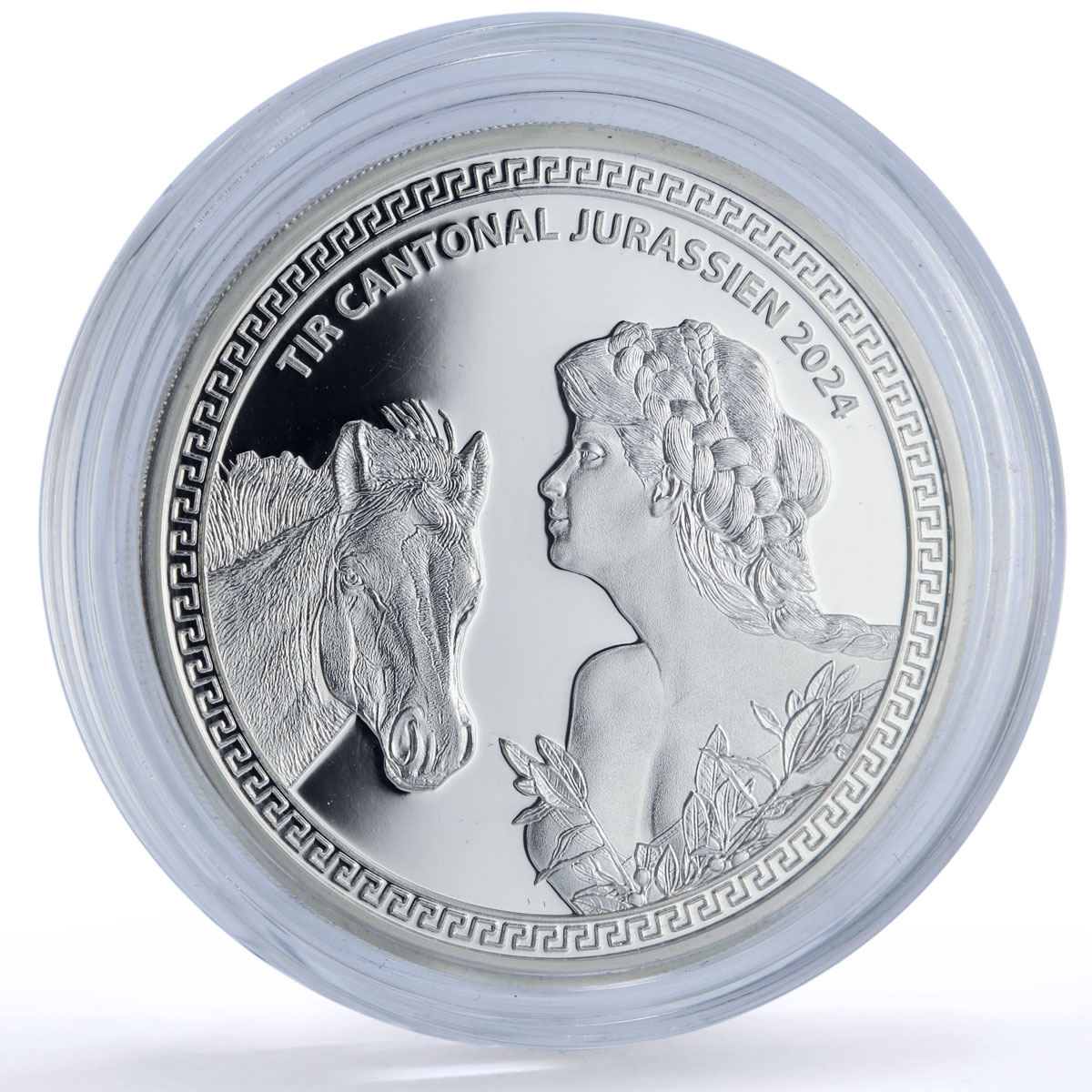 Switzerland 50 francs Jura Shooting Festival Thaler Horse proof silver coin 2024