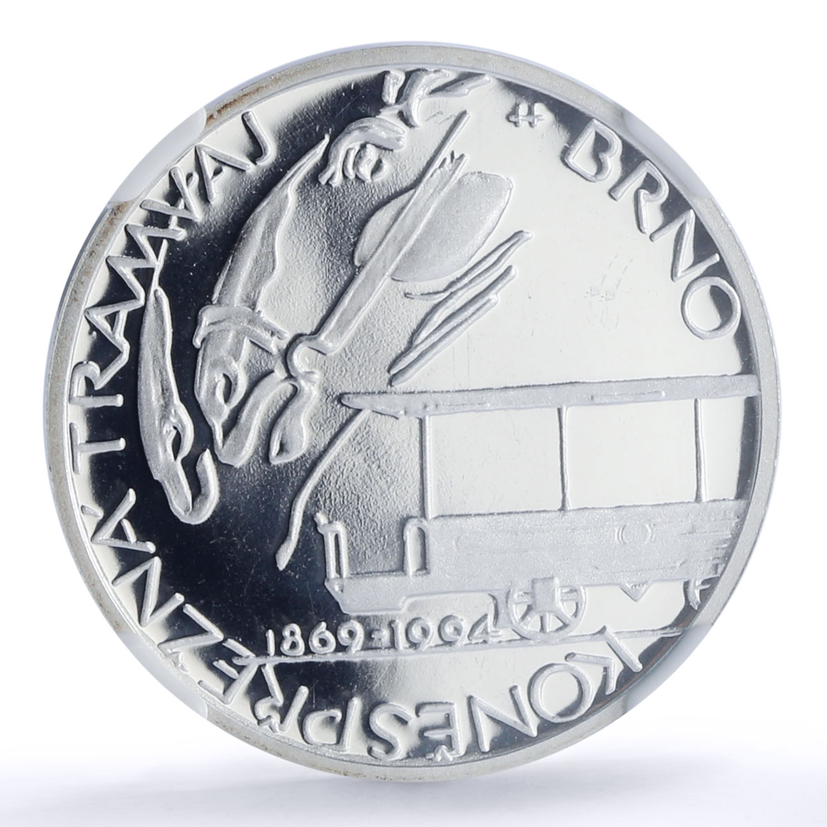 Czech Republic 200 korun Brno Tram Horse Drawn Railways PF69 NGC Ag coin 1994