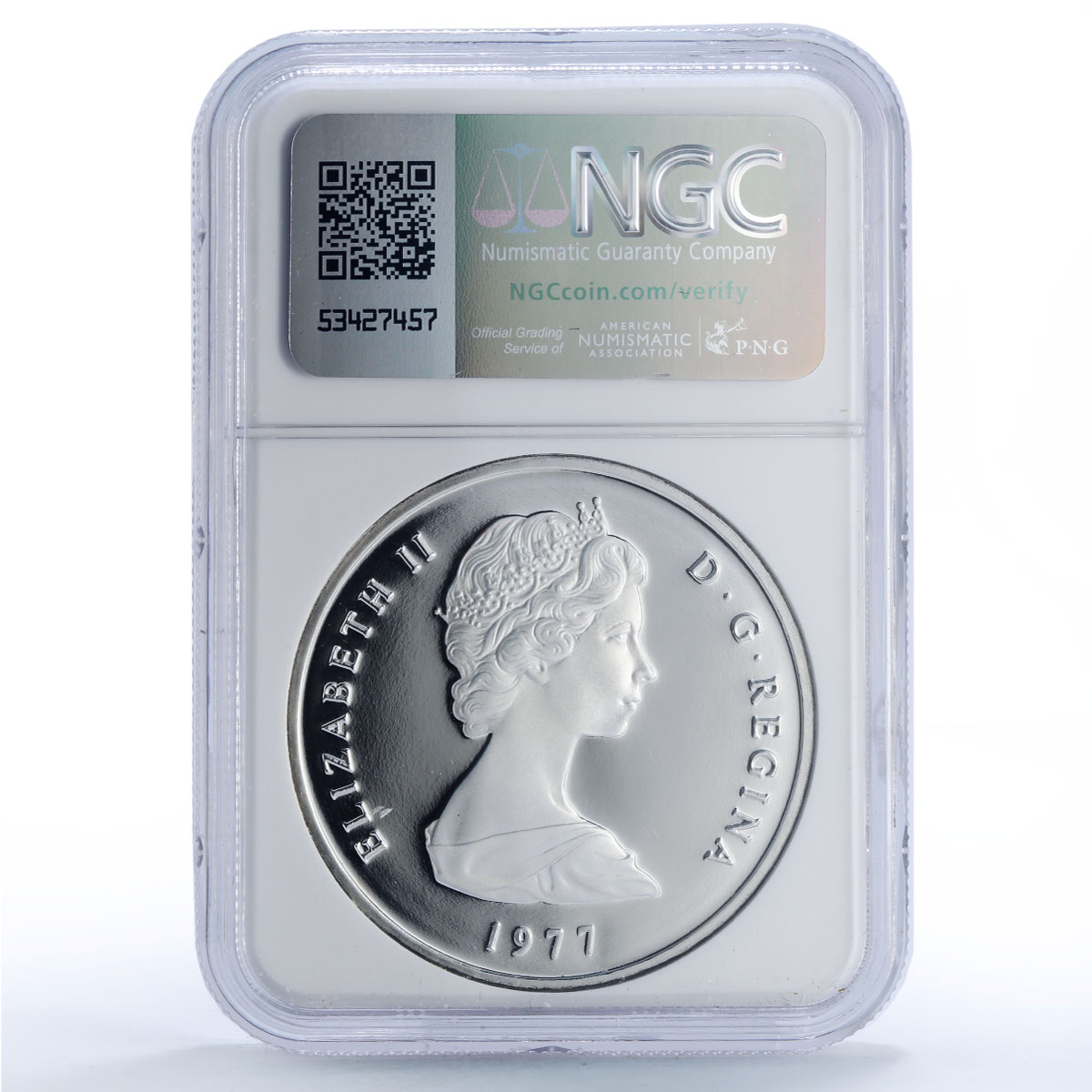 Turks and Caicos Islands 20 crowns King George III PF70 NGC silver coin 1977