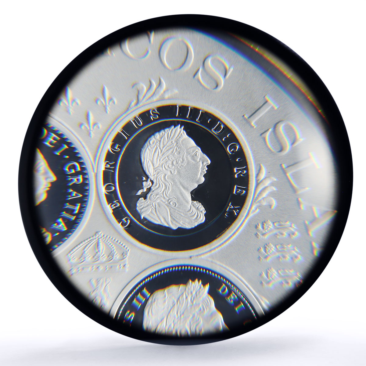 Turks and Caicos Islands 20 crowns King George III PF70 NGC silver coin 1977