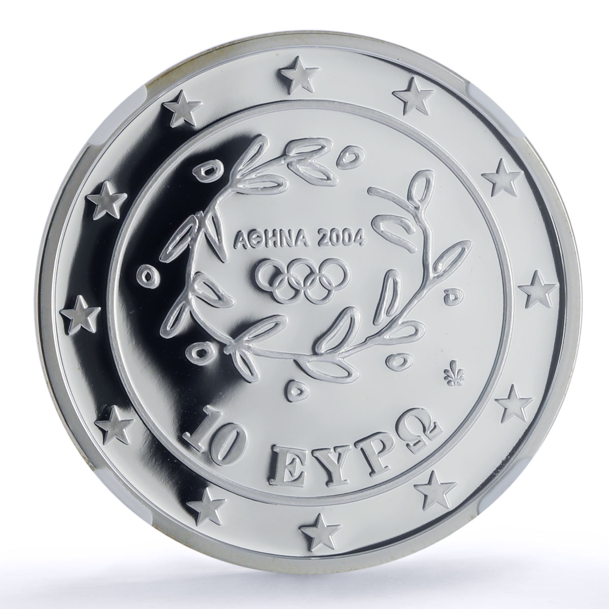 Greece 10 euro Olympics Torch Relay Athens Africa PF70 NCG silver coin 2004