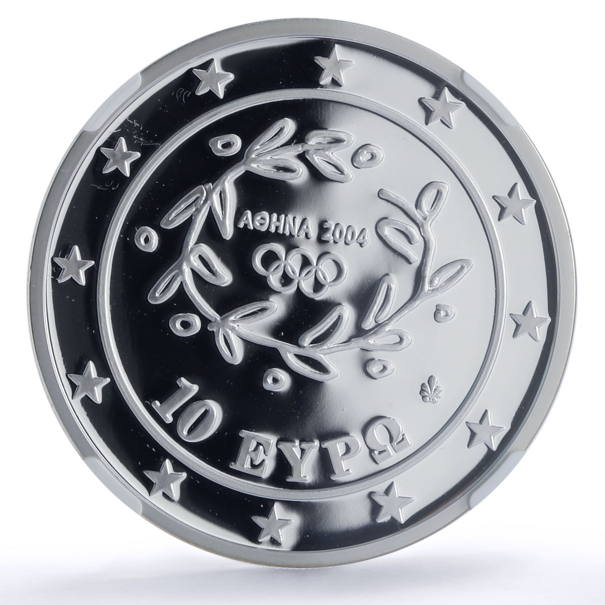 Greece 10 euro Olympics Torch Relay Athens Asia PF69 NCG silver coin 2004