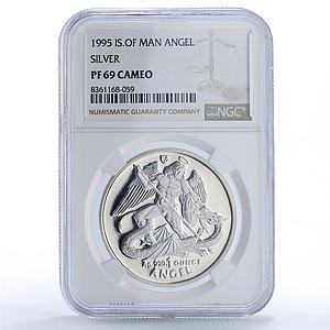 Isle of Man 1 oz Angel Archangel Michael Dragon PF69 NGC silver coin 1995