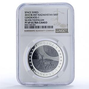 Kazakhstan 500 tenge Lunokhod 1 USSR Space PF69 NGC bimetal coin 2010