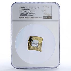 Luxembourg 2,5 euro Adolphe Bridge Henri Architecture PF69 NGC bimetal coin 2017