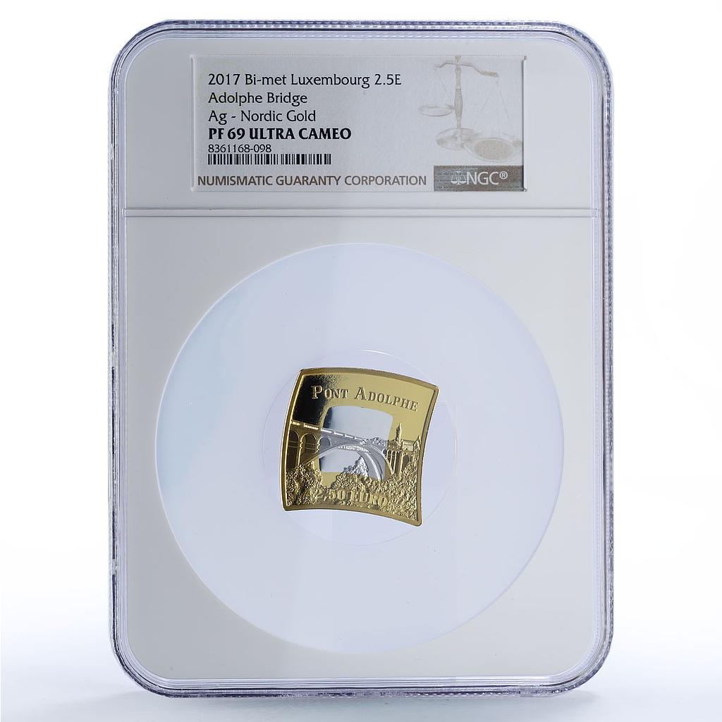 Luxembourg 2,5 euro Adolphe Bridge Henri Architecture PF69 NGC bimetal coin 2017