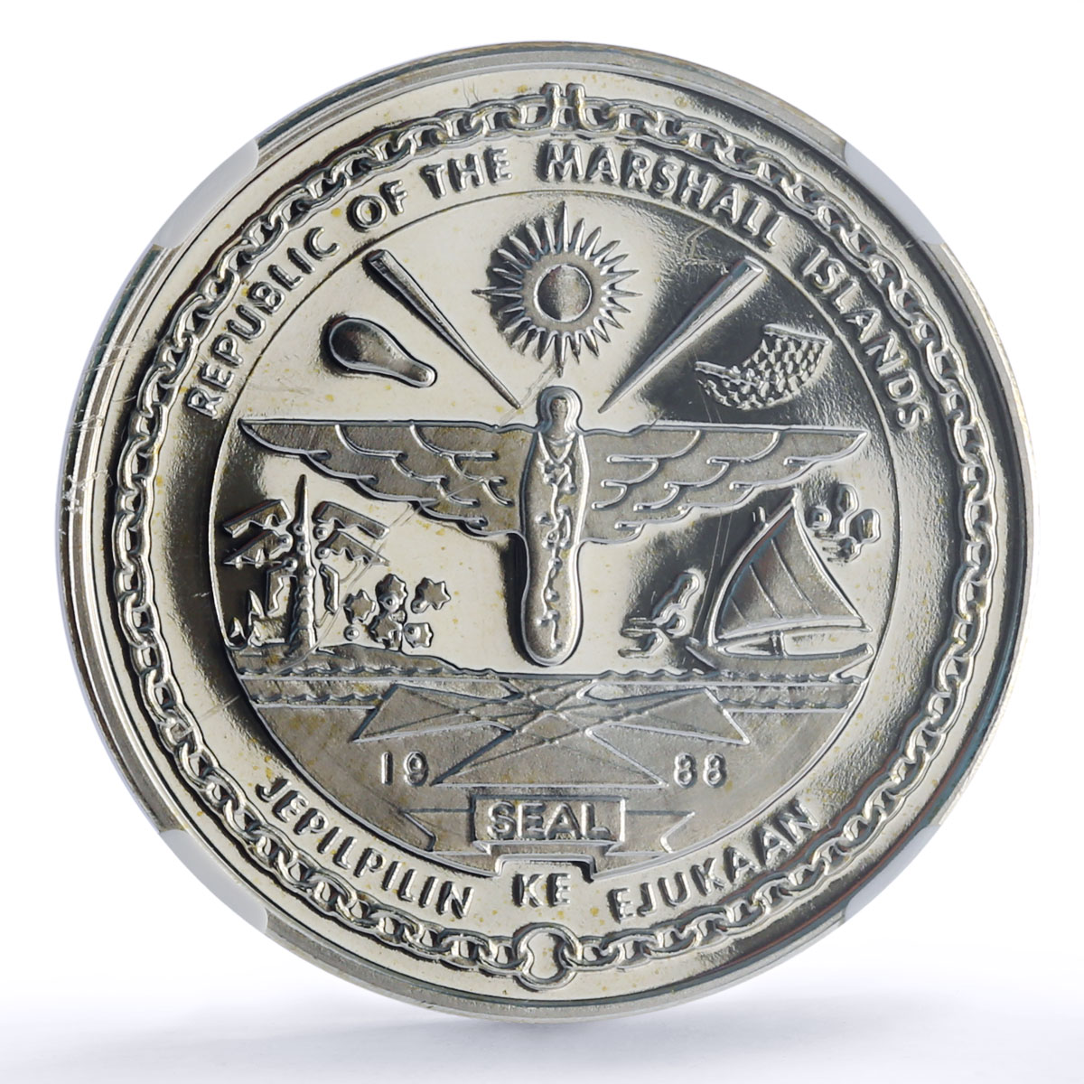 Marshall Islands 25 dollars Greg Louganis Jackknife PF68 NGC silver coin 1988