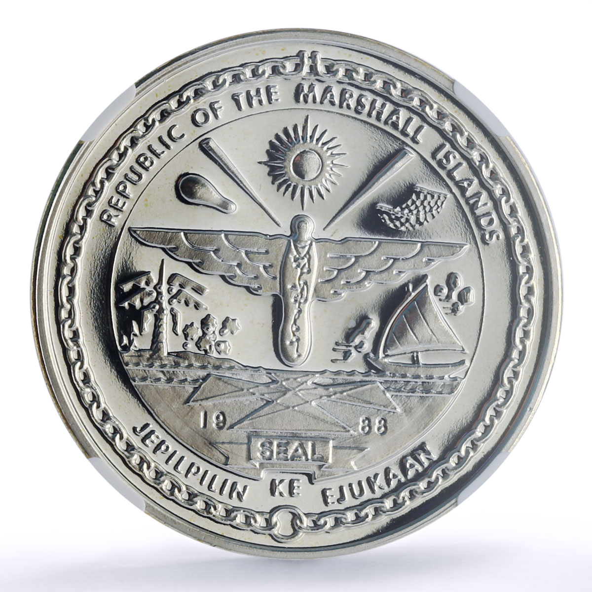 Marshall Islands 25 dollars Greg Louganis Back Dive PF69 NGC silver coin 1988
