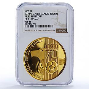 Mexico Football World Cup Jules Rimet Eagle Bird Gilt MS66 NGC bronze medal 1970