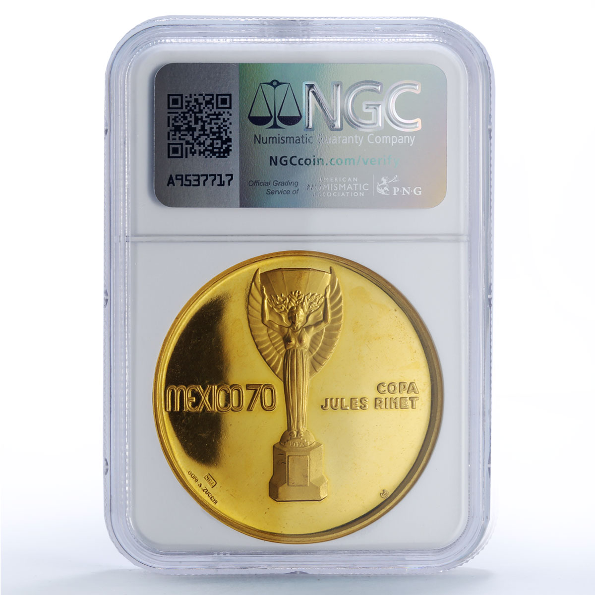 Mexico Football World Cup Jules Rimet Eagle Bird Gilt MS66 NGC bronze medal 1970