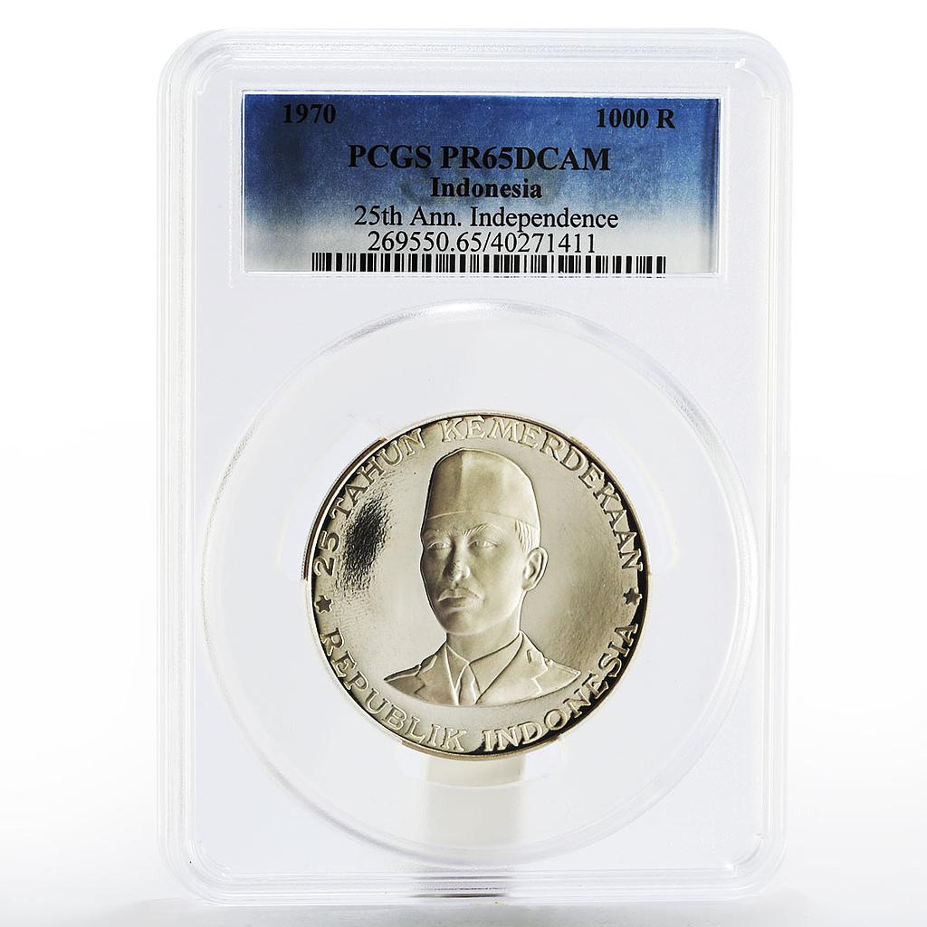 Indonesia 1000 rupiah General Sudirman PR-65 PCGS proof silver coin 1970