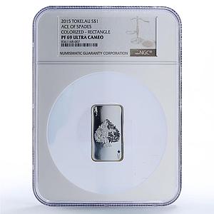 Tokelau 1 dollar Spades Four Aces Cards Games PF69 NGC silver coin 2015