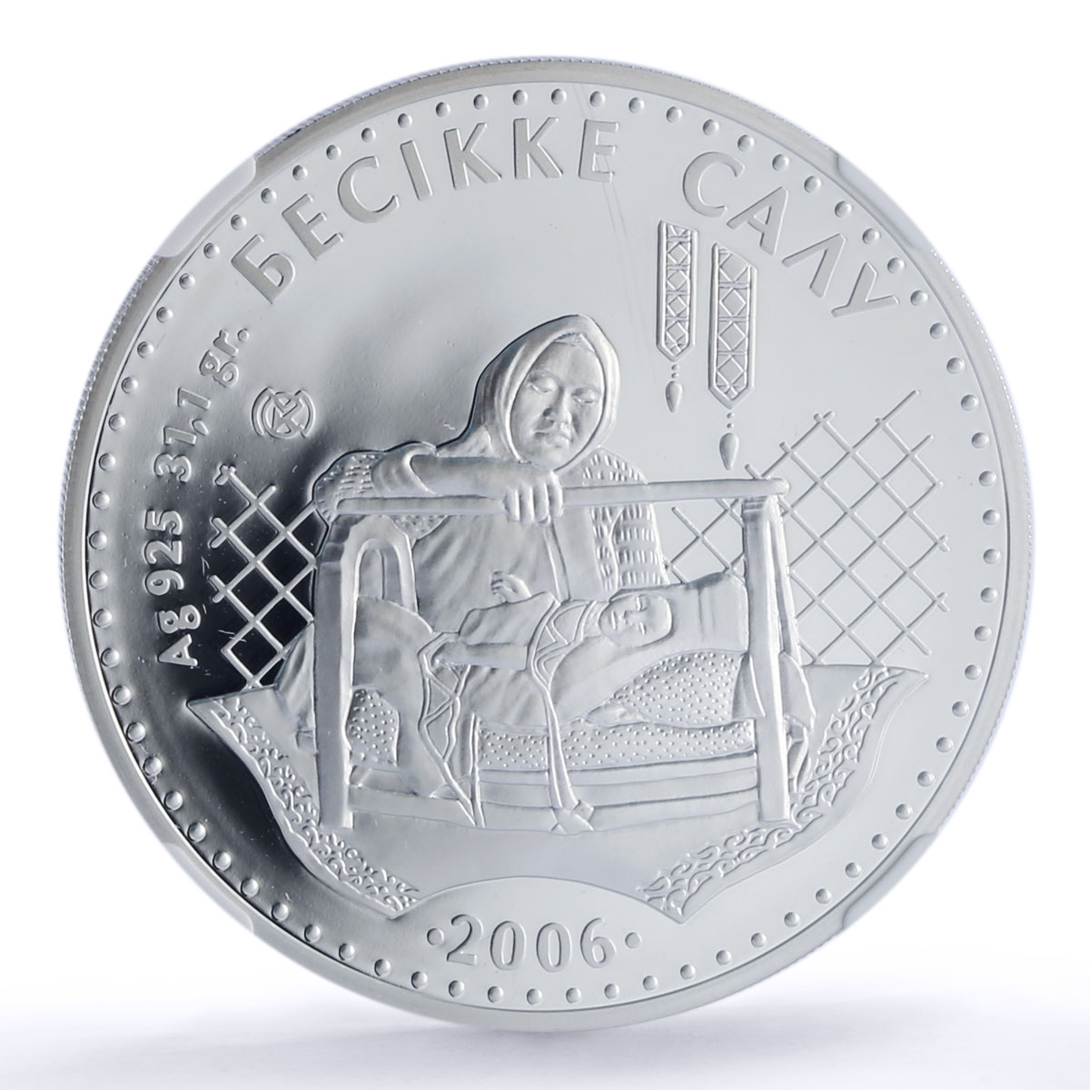 Kazakhstan 500 tenge Bessikke Salu Customs Games PF70 NGC silver coin 2006