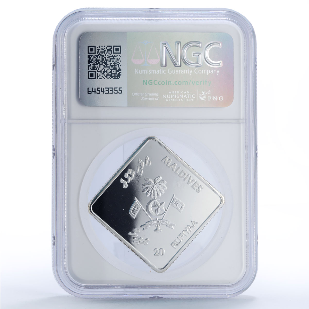 Maldives 20 rufiyaa Millennium PF67 NGC silver coin 2000